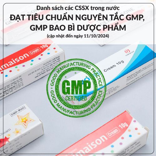 Danh sách các CSSX trong nước đạt tiêu chuẩn nguyên tắc GMP, GMP bao bì dược phẩm (Cập nhật tới ngày 11/10/2024)