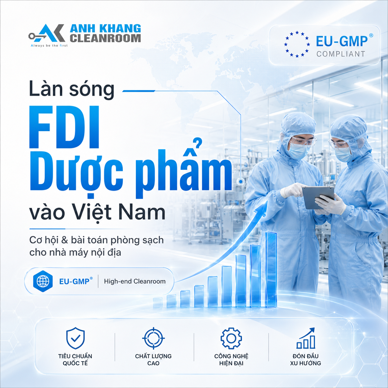 Làn Sóng FDI Dược Phẩm & Bài Toán Tiêu Chuẩn EU-GMP Cho Phòng Sạch Tại Việt Nam