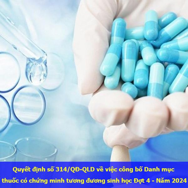 Quyết định số 314/QĐ-QLD về việc công bố Danh mục thuốc có chứng minh tương đương sinh học Đợt 4 - Năm 2024