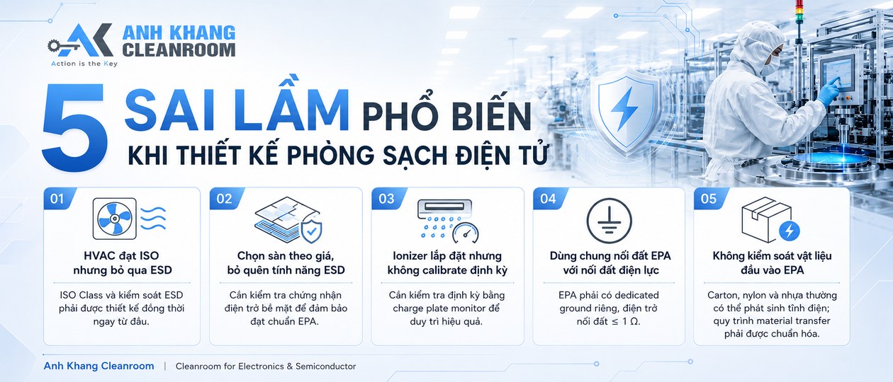 Sai lầm thiết kế phòng sạch điện tử